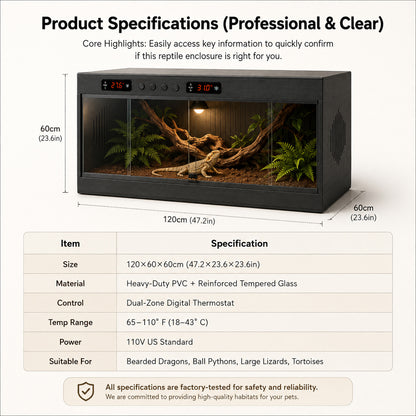 YRT-120 Large 47×24×24-Inch PVC Reptile Enclosure-YRT-120