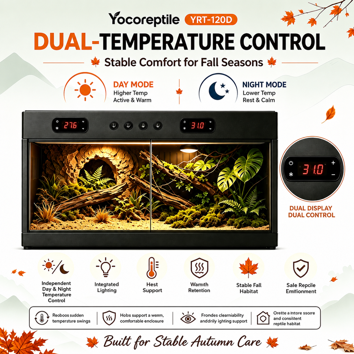 Autumn Sale Bundle Premium High-Capacity PVC Reptile Enclosure – 120 Gal YRT-120D
