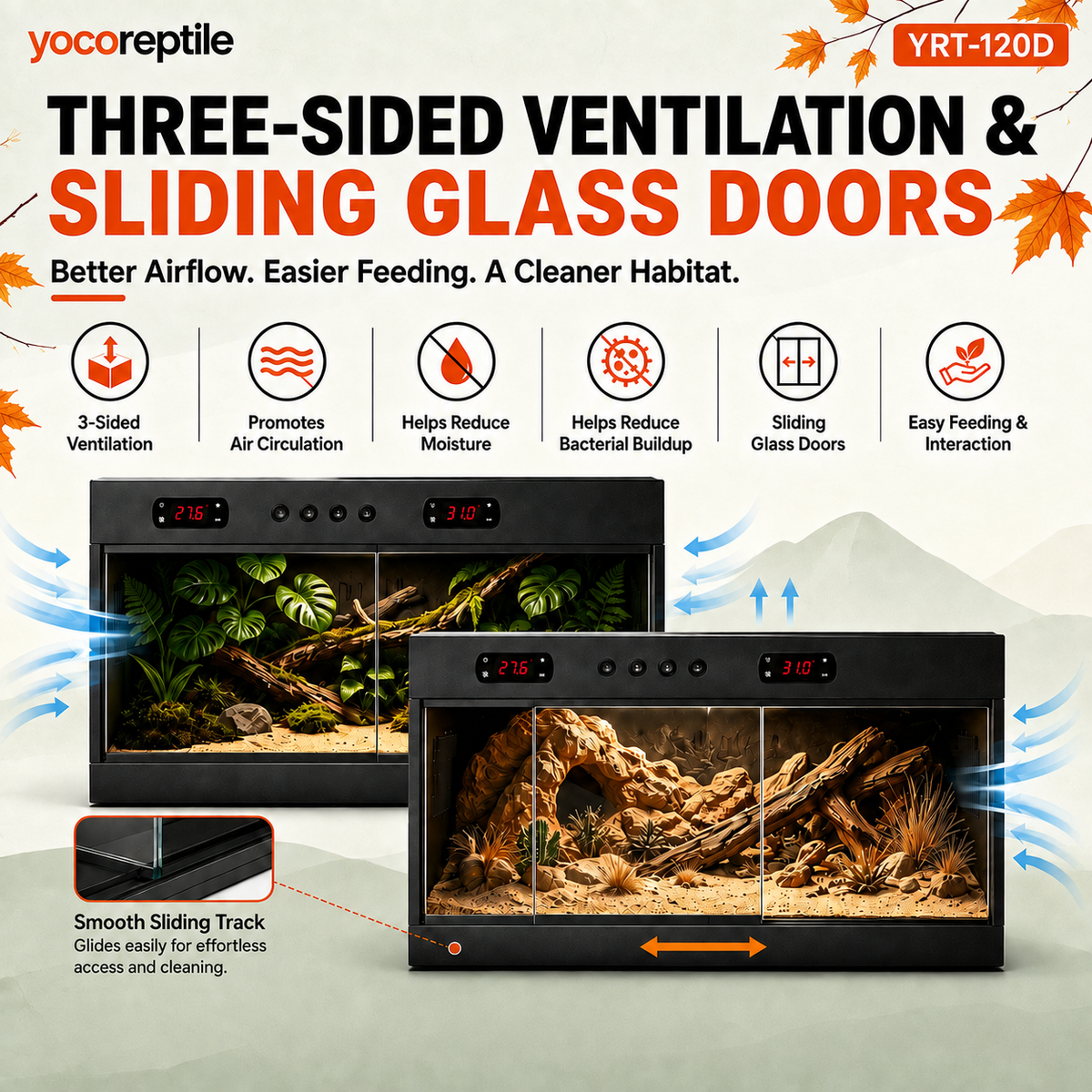 Autumn Sale Bundle Premium High-Capacity PVC Reptile Enclosure – 120 Gal YRT-120D