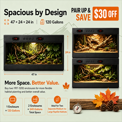 Autumn Sale Bundle Premium High-Capacity PVC Reptile Enclosure – 120 Gal YRT-120D