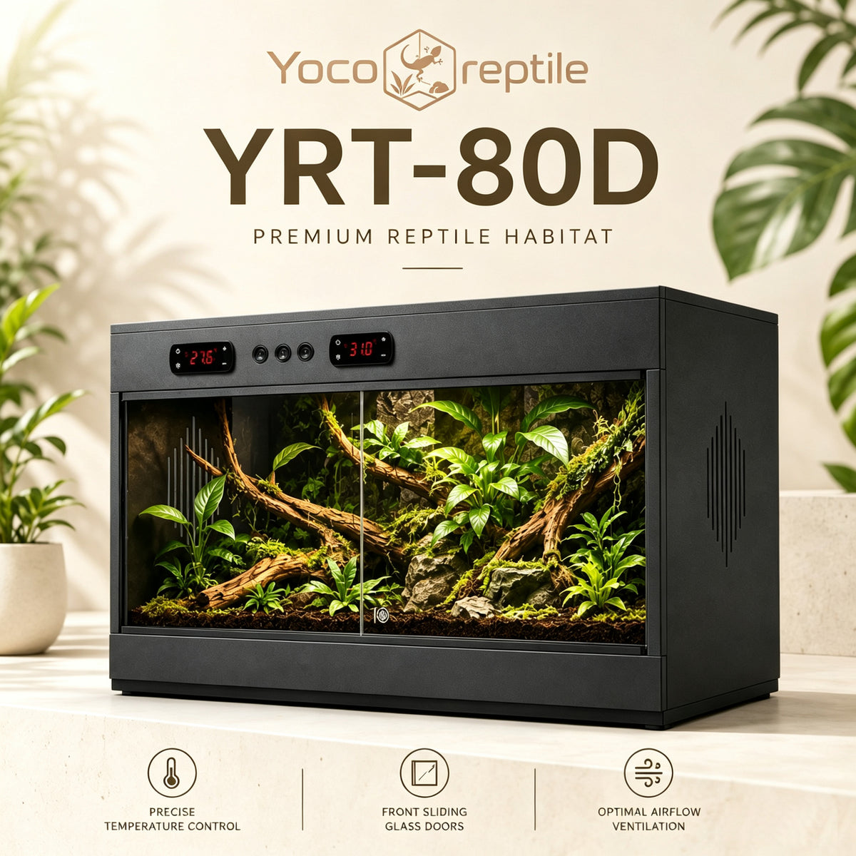 2026 PVC Reptile Terrarium Black 32×16×16"— YRT-80