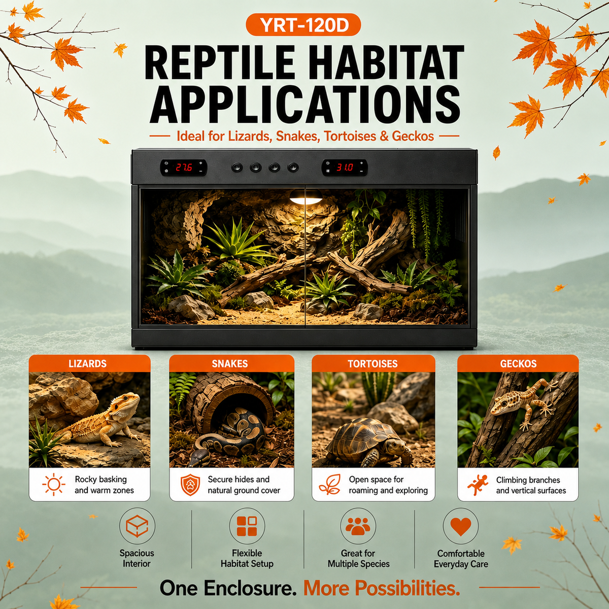 Autumn Sale Bundle Premium High-Capacity PVC Reptile Enclosure – 120 Gal YRT-120D