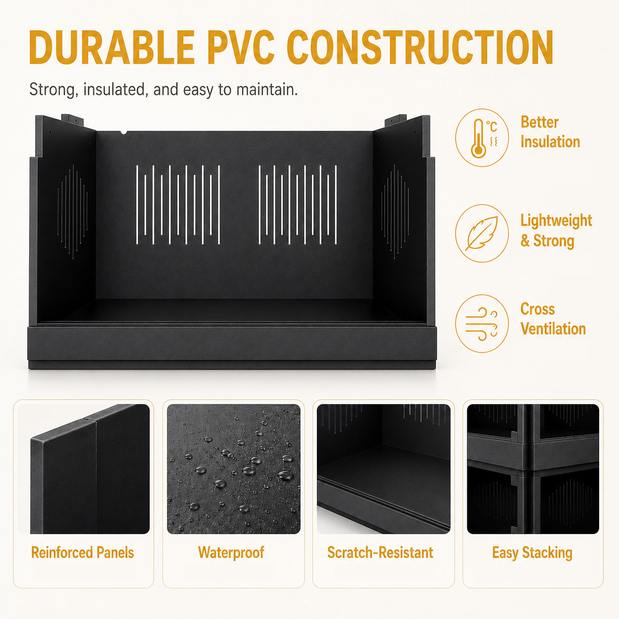 2026 PVC Reptile Terrarium Black 32×16×16"— YRT-80