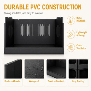 2026 PVC Reptile Terrarium Black 32×16×16"— YRT-80
